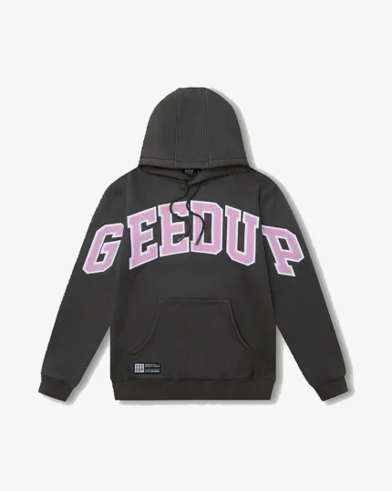GEEDUP TEAM LOGO PINK HOODIE BLACK DUSTY