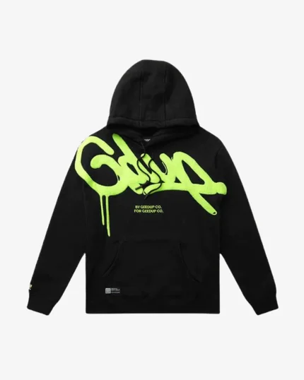 GEEDUP HAND STYLE HOODIE BLACK YELLO WHYPER