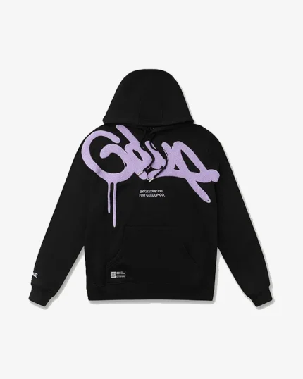 GEEDUP HANDSTYLE BLACK HOODIE LAVENDAR