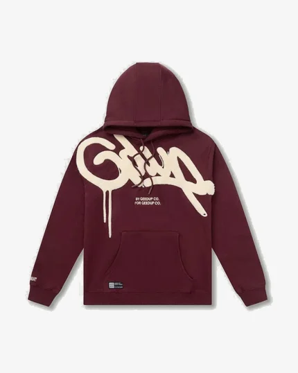 GEEDUP HANDSTYLE HOODIE CREAM MAROON