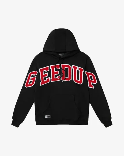 GEEDUP TEAM LOGO BLACK WHITE HOODIE RED
