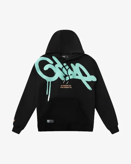 HANDSTYLE HOODIE BLACK AQUA BLUE GEEDUP MULTI